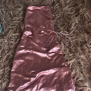 Forever 21 Elegant Bronze open-tie back Satin Dress. Small.